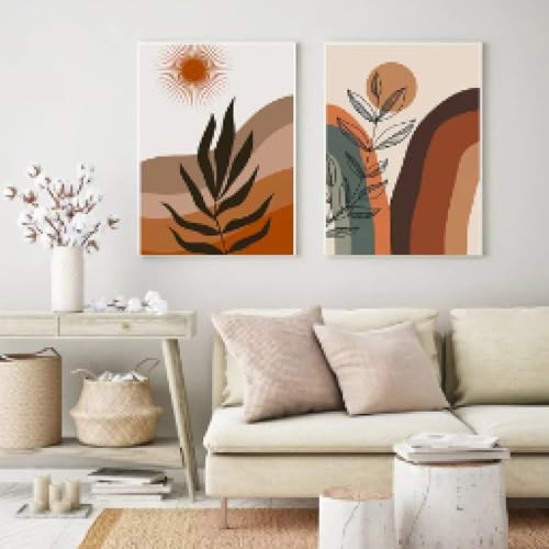 Affiche abstraite Boho Soleil Lune décoration salon moderne sur toile 50x70