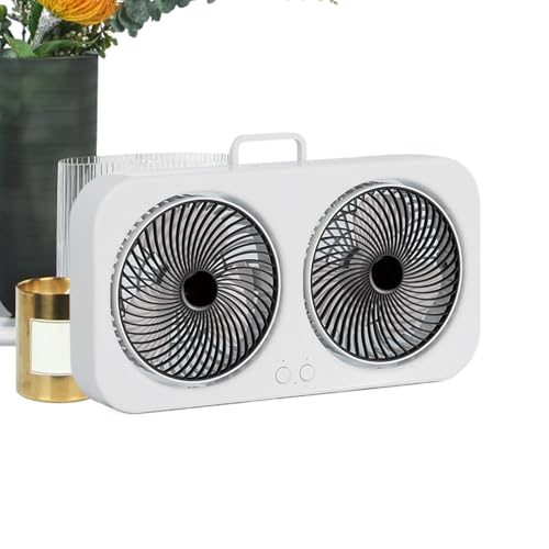 Genérico Ventilador Pequeño De Mesa | Enfriador De Aire Doble Cabezal | Funcionamiento Silencioso, Recargable USB Y Colgable Para Dormitorio, Gimnasio, Habitación Infantil Y Tienda De Campaña