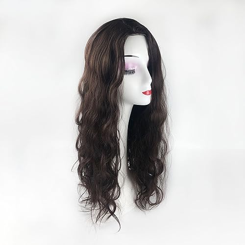 18x18cm Side Part Hair Topper Clip in 150% Density Cloud Wavy Wig 55cm Large Full Head Wear Toupee Silk Clouth Base (Right Part Off Black) - Image 3