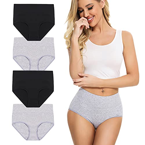 NC Slips Baumwolle Damen Panty Taillenslip Uni-Farben Hohe Taille Baumwollslips Frau Höschen weich bunter Hipster im 4er Pack Cover