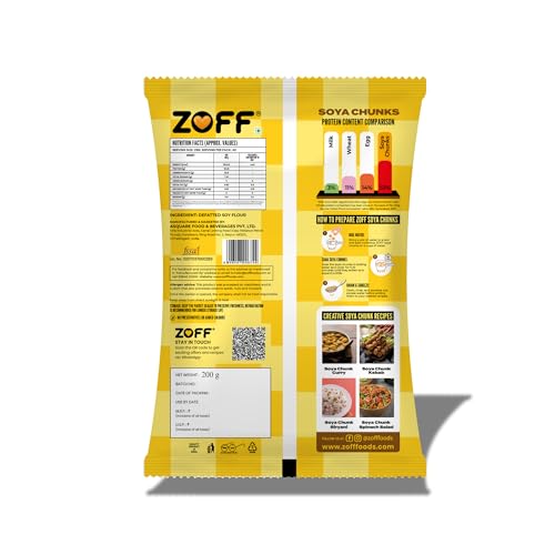 Image of Zoff Soya Chunks - High Protein Vegetarian Meat Substitute, Soft & Juicy Soy Nuggets - Soy Chunks | Meal Maker - Soya Chunks 200g
