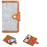 K-S-Trade Qualitativ und Innovativ Handyhülle Für Archos 50b Cobalt Lite Schutzhülle Filz-Hülle Kunst-Leder Hellgrau Braun (1x)
