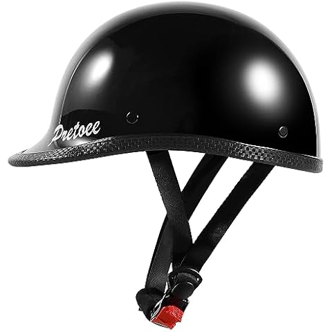Vintage Half Helmet, German Style Motorcycle Helmet for Adult Men Women, Retro Classic Moped Open Face Helmet for Cruiser Chopper, Half Shell Helmet Polo Cap DOT Approved (M, Bright Black) Cover