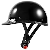 Vintage Half Helmet, German Style Motorcycle Helmet for Adult Men Women, Retro Classic Moped Open Face Helmet for Cruiser Chopper, Half Shell Helmet Polo Cap DOT Approved (XL, Bright Black)