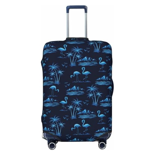 Blue Flamingo Birds Print Luggage Covers For Suitcase,Elastic Washable & Stretchable Suitcase Covers For Luggage, Anti-Scratch - Fits 18-32 Inch Luggage-No Luggage Included
