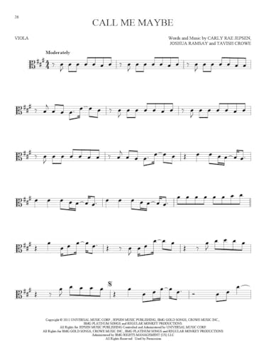 101 Hit Songs for Viola Sheet Music Songbook | Solo Instrumental Folio for All Levels | Includes All of Me, Clocks, Uptown Funk, Shake It Off, Rolling in the Deep and More - Thumbnail 3