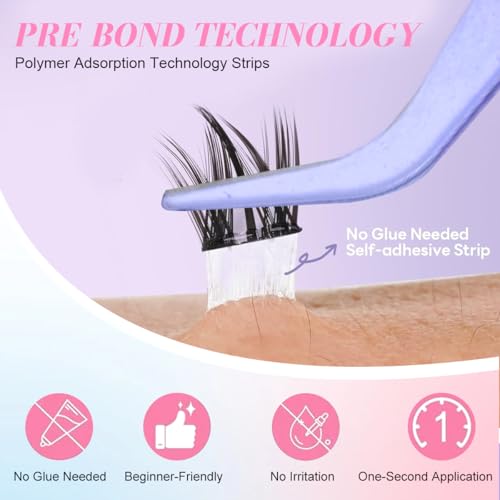 Image of MAYCREATE 80Pcs False Eyelashes Combo Pack, Self-Adhesive Lash Cluster Lashes 10-13mm, Puppy Eye & Wispy Cat Eye Styles, Lightweight Synthetic Lashes Lash Kit with Tweezers