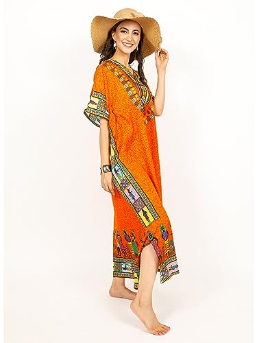 African Print Women Kaftan Dress Tunic Long Maxi Polyester Print Caftan Gown Beach Party Casual Kimono Nightdress2