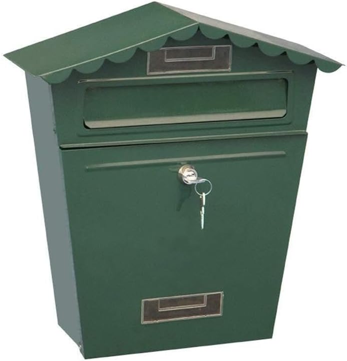 Wall Mount Letterboxes Postbox for Outside Post Box European Villa Home Wall-Mounted Mailbox Outdoor Garden Waterproof Newspaper Box Simple American Country(Green)