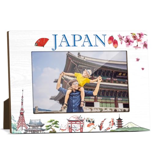 GaNiao Japan Souvenir Gifts for Desktop Decor Desk Picture Frame for Holiday Decors Wooden Photo Frames 4x6 for Vacation Honeymoon Couples Newlyweds Gifts for International Traveler JK0418