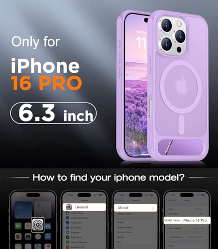 Image of Magnetic Compatible with iPhone 16 Pro Case, [Built-in Invisible Kickstand][Compatible with MagSafe][Military Grade Shockproof] Slim Translucent Matte Phone Case for iPhone 16 Pro 6.3 inch
