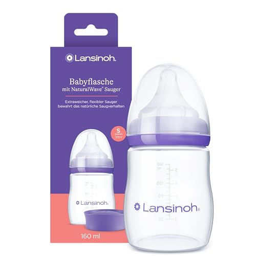 Lansinoh Babyflasche mit NaturalWave Sauger Gr. S, 160 ml - neues kompaktes...