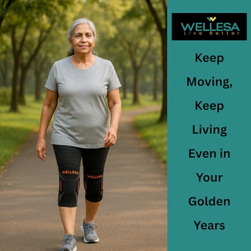 Image of WELLESA Knee Cap for Men & Women | Knee Support for Pain Relief | Knee Brace for Gym, Running, Badminton, Hiking, Basketball | Arthritis, Bursitis, Patellar Support | Size Small | Pack of 2