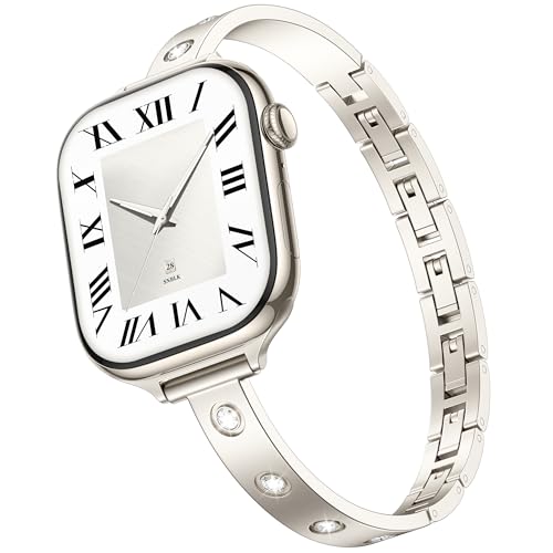 Bling Diamond Band Compatible with Apple Watch for Women 40mm 42mm 41mm 38mm 44mm 45mm 46mm, Slim Sparkly Bracelet Dressy Metal Strap with Jewelry Crystal for iWatch Series 11 SE 10 9 8 7 6 