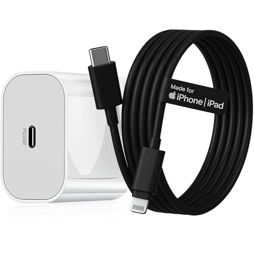 Image of iPhone Charger & Cable Combo | 20W Fast Charging Adapter + Mfi Certified Lightning Cable | Compatible With iPhone 14 13 12 11 XR XS SE Ipad Airpods | Apple Power Set, White