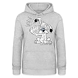 Spreadshirt® Astérix & Obélix Idéfix Frappe Toc Toc Toc Sweat À Capuche Femme, L, Gris Clair chiné