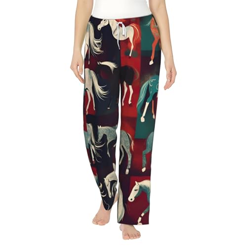 Pantalon pyjama chevaux femme chaud contre le froid hivernal nocturne