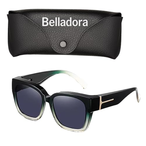 Belladora Fit Over Sunglasses- Square Oversized Frame, Polarized Lenses, Universal Fit - Reduce Glare & Eye Strain