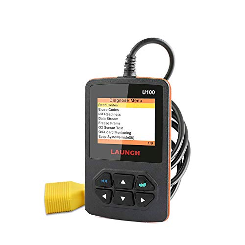 LAUNCH-301050438 U100 Universal OBD2 Scanner Engine Fault Reader at/Transmission Diagnose Read Clear Codes View Freeze Frame Data I/M Readiness CAN Diagnostic Scan Tool,Black,Orange