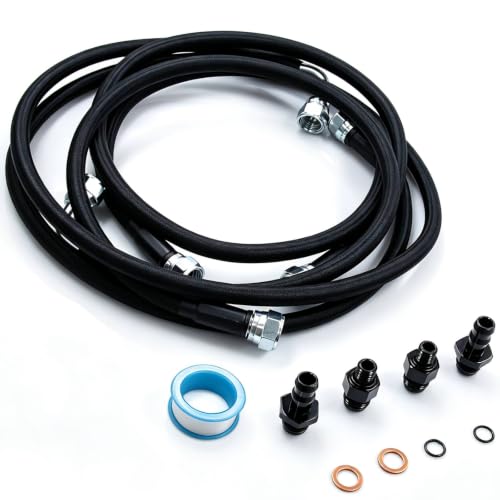 48RE Transmission Cooler Hoses Lines Kit For 2003-2007 Dodge Ram 2500 3500 Cummins 5.9L Diesel Stainless Steel Braided 8AN Fittings