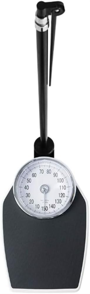 Báscula para médicos con tallímetro, báscula mecánica, con tallímetro, báscula Digital de Columna, Esfera analógica Grande, Error Ajustable, 150 kg/190 cm (Negra)