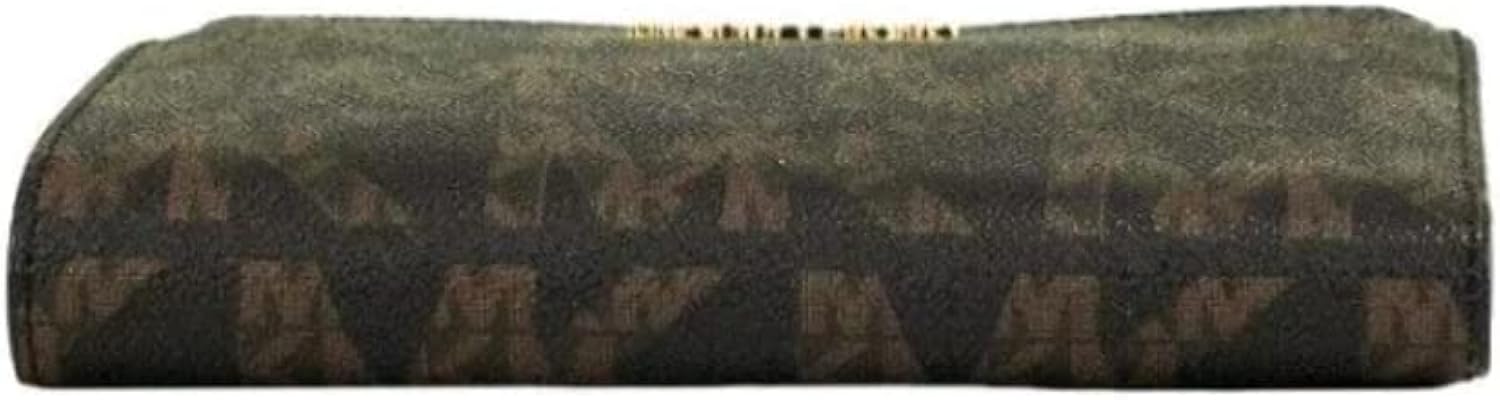 Michael Kors Women's Jet Set Travel Double Zip Wristlet Black Brown Graphic Logo