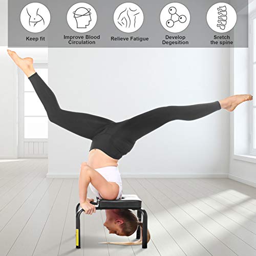 CROFULL Yoga Chair Headstand Bench Trainer Inversion Stool for Workout, Fitness and Gym, Handstands, Support Poses, Back Pain Relief and Stretching (Black)