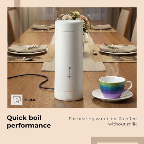 Image of Lifelong 350ml Electric Portable Kettle for Hot Water | 304 Stainless Steel Rapid Boil Tea Maker with Detachable Cord & Overheat Protection | Tea & Water Kettle for Travel, Office or Home (LLEPK07)