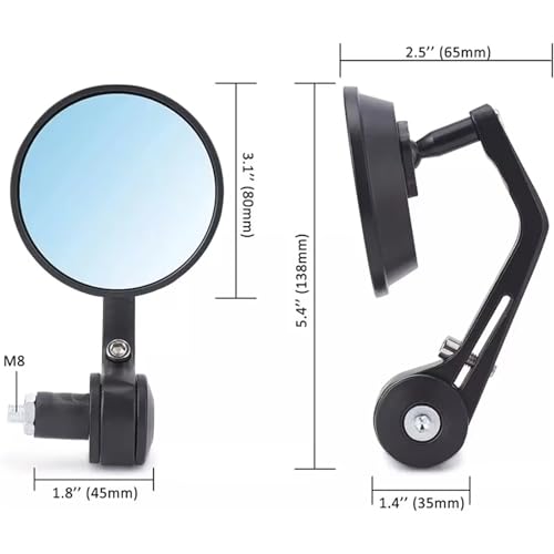 Retrovisores moto antirreflejos con visión angular para manillar redondo de scooter 5