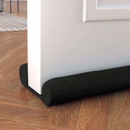 PIYEEKU Door Draft Stopper, Under Door Draft Stoppers, Black, Large, 30-36' Door Draft Blocker, 37' Max Gap Fill, 1.7' Thick, 2-Sided Adjustable, Noise Reducing, Energy Saving