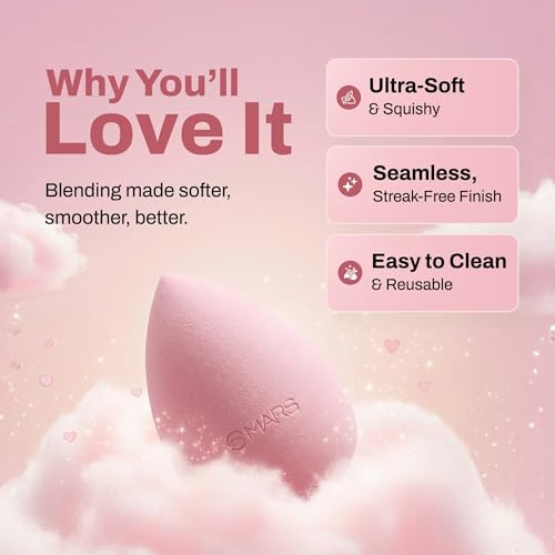Image of MARS Squishy Makeup Blender | Seamless Natural Finish | Minimal Product Absorption | Soft Latex-Free | Uses for Foundation, Concealer, Contour & Powder