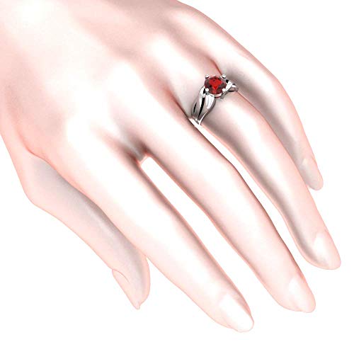 Womens 925 Sterling Silver Ring Rhodium Plated 8mm Solitaire Round Cut Birthstone Gemstone Band Jewelry Gift for Party Wedding Engagement4