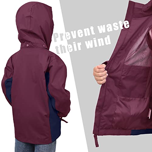 YINGJIELIDE Boys Girls Rain Jacket,Kids Lightweight Waterproof Hooded Raincoats Windbreakers,Outdoor Hiking Coat - Image 4