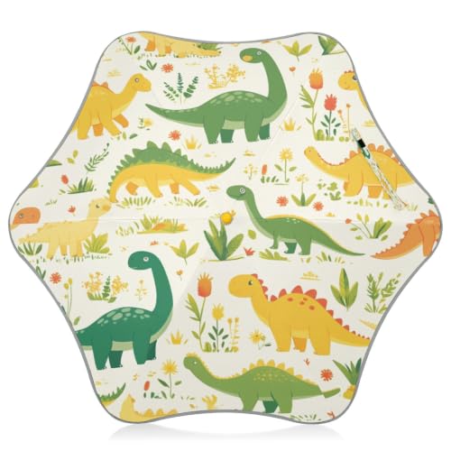 Parapluie enfant dinosaure jaune et vert pliable automatique et réfléchissant