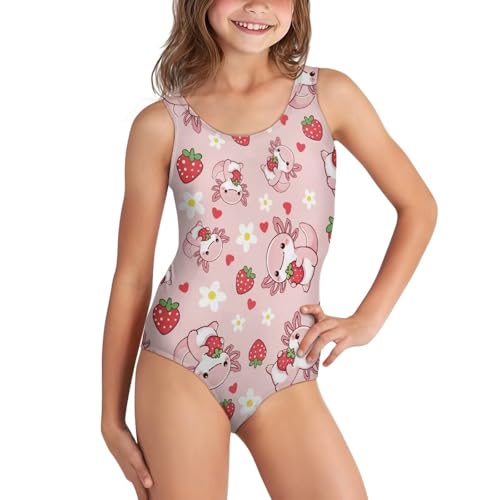 Image of Girls One Piece Swimsuits Teens Sleeveless Back Cross Strap Bathing Suit Kids Quick Dry Cute Beach Swimwear(5-14)