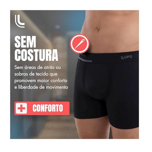 Kit Com 6 Cuecas Boxer Lupo Microfribra Sem Costura Adulto Box Masculina 436 (BR, Alfa, G, Regular,