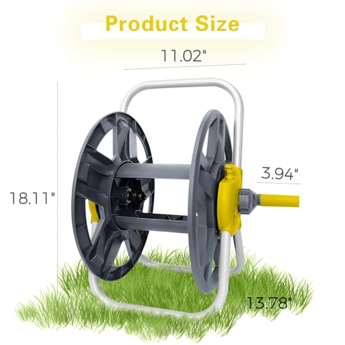 YESTAR Water Hose Reel Cart, Holds 65-147 Ft of 5/8 Inch Hose, Wall Mounted Garden Hose Cart, Portable Hose Holder for Convenient Hose Storage and Watering - Thumbnail 5