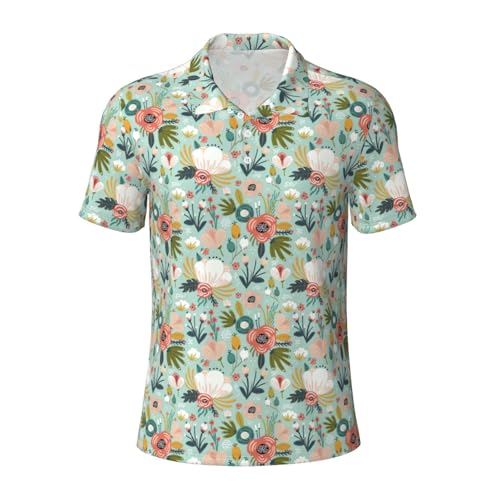 Polo homme imprimé floral décontracté et respirant en maille légère