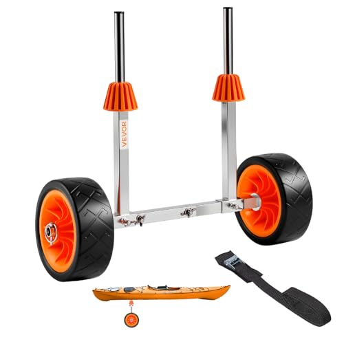 VEVOR Kajakwagen 113 kg Kanuwagen mit 19 1 cm Vollgummireifen & 4 m Spanngurt Bootswagen zum Transportieren von Kajaks Kanus Paddleboards Jon-Booten Wassersportgeräte 560x190x485 mm