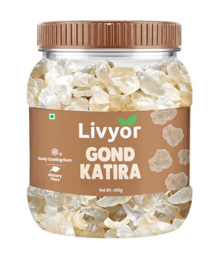 Image of Livyor Pure Gond Katira - 400g | Edible Gum | Tragacanth | Kathila Gum Dried Gum | High Colling Properties Herbel Food | 100% Natural Super food | Pack of 1