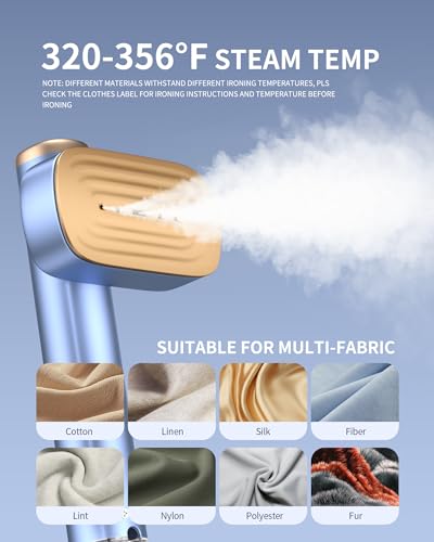Image of MIYOKO Steamer & Iron for Clothes, 15s Fast Heat-up 1200W Portable Handheld Garment Steamer 2 In 1, Travel Size with Large Ceramic Heat Panel, Powerful Steam Quick Wrinkle Removal, 110V-120V