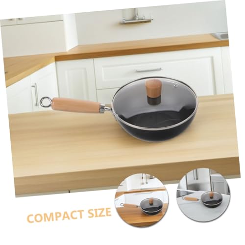 Wok de hierro fundido con tapa, antiadherente, compacto miniatura 7