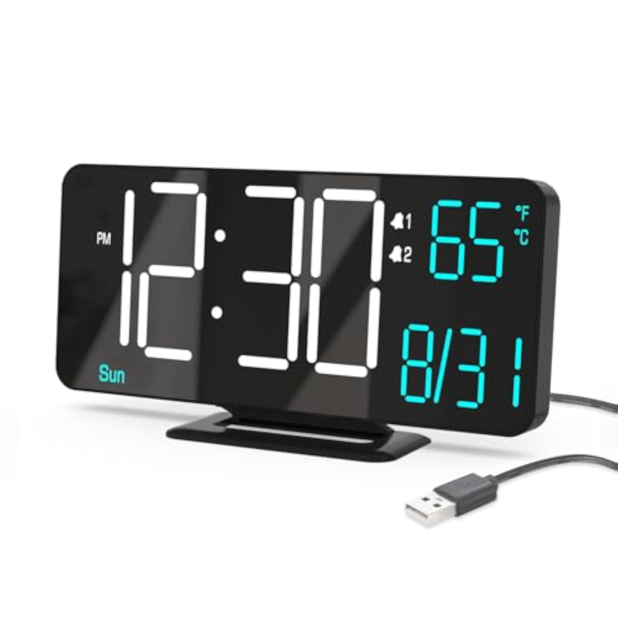 Digital Bedroom Clock, 6.7 Inch Small Alarm Clock with Dimming