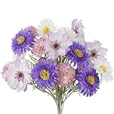 CISDUEO 4 Pcs Artificial Wildflowers Fake Cosmos with Long Stem Silk Flower Chrysanthemums Artificial Flowers...