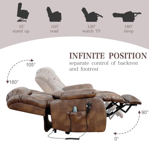 Image of Infinite Position Lay Flat Power Lift Recliner Chair for Elderly, Ochre