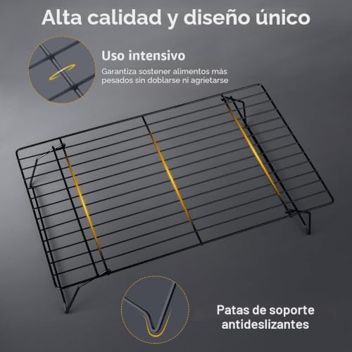 Miniatura 4 de Lifhety Rejilla Horno De Enfriamiento 3 Niveles, 40 25cm Accesorios De Cocina Para Hhornear, Rejillas De Alambre De Pastel Para Muffin, Pizza Y Parrilla, Compatible Con Bandeja De Horno Bakeware