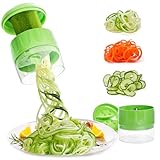 3-in-1 Gemüse-Spiralschneider, verstellbarer Mandoline-Spiralschneider für Zucchini-Nudeln, Karotten, Gurken (grün)