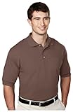 Tri-Mountain Men's Big And Tall Golf Shirt With Pocket, Brown, Large