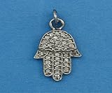 WireJewelry Sterling Silver Charm with Pave Diamonds Hamsa 19x11mm - Pack of 1