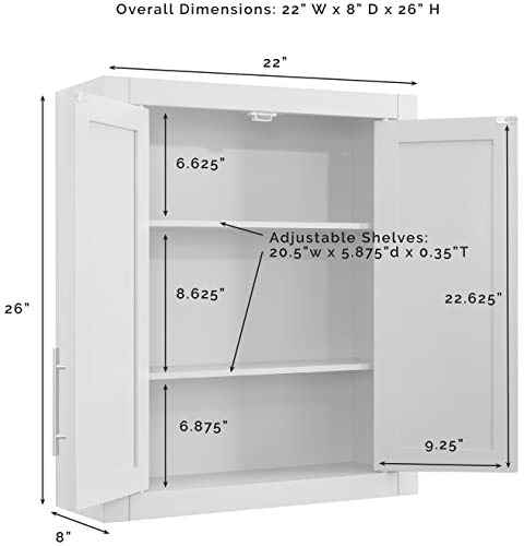 Crosley Furniture Savannah Wall Mounted Bathroom Storage Medicine Cabinet with Shelves, Gray by Crosley Furniture - Image 4